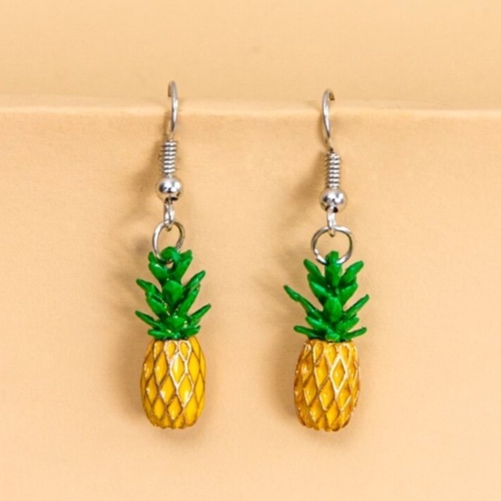Last one! Pineapple Colorful Tropical Fruit Earrings - Picture 2 of 5